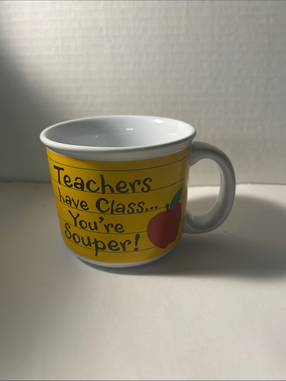 Carlton Cards Yellow Teacher Appreciation Mug with Red Apple Accent